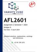 AFL2601 Assignment 2 (ANSWERS) Semester 1 2024 - DISTINCTION GUARANTEED
