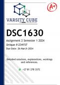 DSC1630 Assignment 2 (DETAILED ANSWERS) Semester 1 2024 - DISTINCTION GUARANTEED