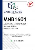 MNB1601 Assignment 2 (DETAILED ANSWERS) Semester 1 2024 (869243) - DISTINCTION GUARANTEED
