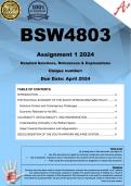 BSW4803 Assignment 1 (COMPLETE ANSWERS) 2024