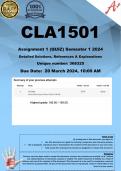 CLA1501 Assignment 1 (COMPLETE ANSWERS) Semester 1 2024 (368325) - DUE 20 March 2024