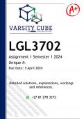 LGL3702 Assignment 1 (DETAILED ANSWERS) Semester 1 2024  - DISTINCTION GUARANTEED