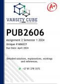 PUB2606 Assignment 2 (ANSWERS) Semester 1 2024 - DISTINCTION GUARANTEED
