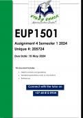 EUP1501 Assignment 4 (QUALITY ANSWERS) Semester 1 2024 