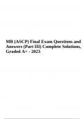 ASCP (MB) Final Exam Questions and Answers (Part III) Complete Solutions, Graded A+ - 2023