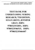 TEST BANK FOR UNDERSTANDING NURSING RESEARCH, 7TH EDITION, SUSAN GROVE