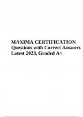 MAXIMA CERTIFICATION Questions with Correct Answers Latest 2023, Graded A+