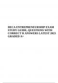 DECA ENTREPRENEURSHIP EXAM STUDY GUIDE, QUESTIONS WITH CORRECT R ANSWERS LATEST 2023 GRADED A+