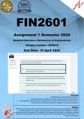 FIN2601 Assignment 1 (QUIZ ANSWERS & CALCULATIONS) Semester 1 2024 - DUE 10 April 2024