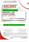 ADL2601 PORTFOLIO MEMO - MAY/JUNE 2023 - SEMESTER 1 - UNISA ( DISTINCTION GUARANTEED)