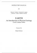 Earth, An Introduction to Physical Geology 4th Canadian Edition 4e Edward Tarbuck, Frederick Lutgens, Cameron Tsujita, Stephen Hicock (Solution Manaul)