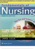 Test bank Fundamentals of Nursing 8th Edition by Carol Lillis, Carol Taylor 