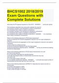 BHCS1002 2018/2019 Exam Questions with Complete Solutions 