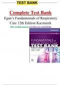 Test Bank for Egan's Fundamentals of Respiratory Care 12th Edition by Kacmarek| All chapters