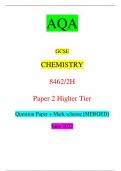 AQA GCSE CHEMISTRY 8462/2H Paper 2 Higher Tier Question Paper + Mark scheme [MERGED] June 2022 *jUN2284622H01* IB/M/Jun22/E9 8462/2H For Examiner’s Use Question Mark 1
