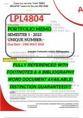 LPL4804 PORTFOLIO MEMO - MAY/JUNE 2023 - SEMESTER 1 - UNISA - (DETAILED ANSWERS - DISTINCTION GUARANTEED!)