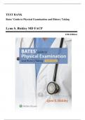 Test Bank - Bates Guide To Physical Examination and History Taking, 12th Edition (Bickley, 2017), Chapter 1-20 | All Chapters