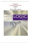 Test Bank For A Concise Introduction to Logic 13th Edition By Patrick J. Hurley, Lori Watson| All Chapters, Latest Edition|