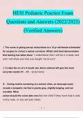 Hesi Pediatric Practice Exam .questions verified with 100% correct answers