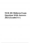NUR 205 Midterm Exam - Questions With Answers 2023 Graded A+