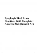 Dysphagia Exam Final Questions With Correct Answers 2023 Graded A+