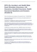 PSI - NY Life, Accident and Health Insurance Exam Package DEAL with Complete Questions and Answers 100% Correct