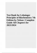 Lehninger Principles of Biochemistry 7th Edition by Nelson Test Bank