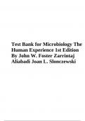 Test Bank for Microbiology; The Human Experience 1ST Edition By John W. Foster Zarrintaj Aliabadi Joan L. Slonczewski 
