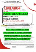 LML4804 PORTFOLIO MEMO - MAY/JUNE 2023 - SEMESTER 1 - UNISA - (DETAILED ANSWERS - DISTINCTION GUARANTEED!)