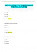 ABO EXAM PRE-TEST QUESTIONS AND ANSWERS 100% PASS