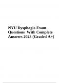 NYU Dysphagia Final Exam Questions and Answers 2023 (Graded A+)