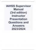 IAHSS Supervisor Manual (3rd edition) Instructor Presentation Questions and Answers 2023/2024
