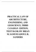 Exam (elaborations) TEST BANK-PRACTICAL LAW OF ARCHITECTURE, ENGINEERI NG AND GEOSCIENCE 3RD EDITION BY BRIAN M SAMUELS ,SANDERS 2023 LATEST UPDATE