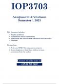 IOP3703 - ASSIGNMENT 4 SOLUTIONS (SEMESTER 01 - 2023)