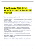 Psychology 2023 Exam Questions and Answers All Correct 