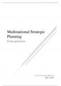Multinational Strategic Planning - EXAM Questions + Answers