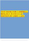 TEST BANK FOR CAMPBELL BIOLOGY IN FOCUS 3rd  EDITION BY URRY CAIN.