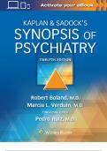 TEST BANK FOR KAPLAN & SADOCK'S SYNOPSIS OF PSYCHIATRIC 12TH EDITION BY ROBERT BOLAND; MARICA VERDIUN; PEDRO RUIZ