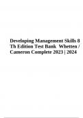 Developing Management Skills 8th Edition Test Bank Whetten Cameron Complete 2023 | 2024