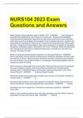 Bundle For NURS 104 Exam 1 Questions and Answers All Correct