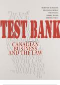 TEST BANK for Canadian Business and the Law 7th Edition by Duplessis, O'Byrne, King, Adams & Enman. (Complete Chapters 1-28)