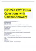 BIO 242 2023 Exam Questions with Correct Answers 