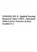 NURSING DL-F Final Exam Quizzes | Questions With Correct Answers )Latest Graded A+