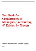 Test Bank for Cornerstones of Managerial Accounting 4th Edition by Mowen