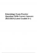 Kinesiology Final Exam Practice Questions With Correct Verified Answers Latest Graded A+ 2023/2024