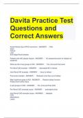 Davita Practice Test Questions and Correct Answers 