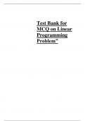 Test Bank for MCQ on Linear Test Bank for MCQ on Linear Programming Problem 2023Programming Problem 2023