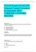 NCLEX Exam NCLEX-PN National Council Licensure Examination 100% VERIFIED ANSWERS 2023/2024 