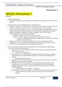 Chamberlain College of Nursing NR283 Pathophysiology NR283 Worksheet 2 (Verified Answers) Download To Score A