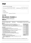 aqa GCSE RELIGIOUS STUDIES A Paper 1: Catholic Christianity (8062/12) May 2023 Question Paper